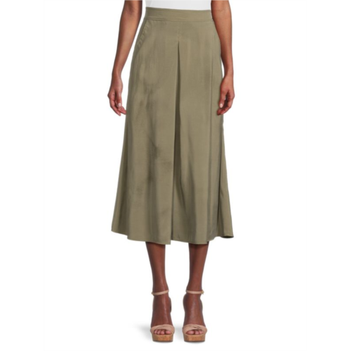 Max Studio Solid A-Line Midi Skirt