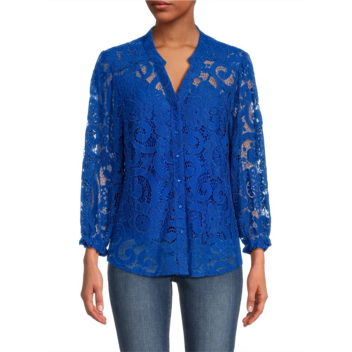 nanette nanette lepore Mandarin Collar Lace Shirt