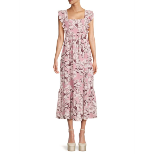 Love Ady Floral Ruffle Midi Dress