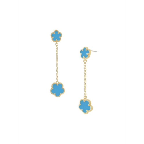 JanKuo Flower 14K Goldplated & Synthetic Turquoise Drop Earrings