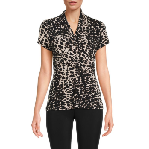 DKNY Abstract Print Surplice Wrap Top