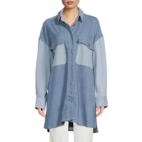 7 For All Mankind Chambray Patchwork Shirt Dress