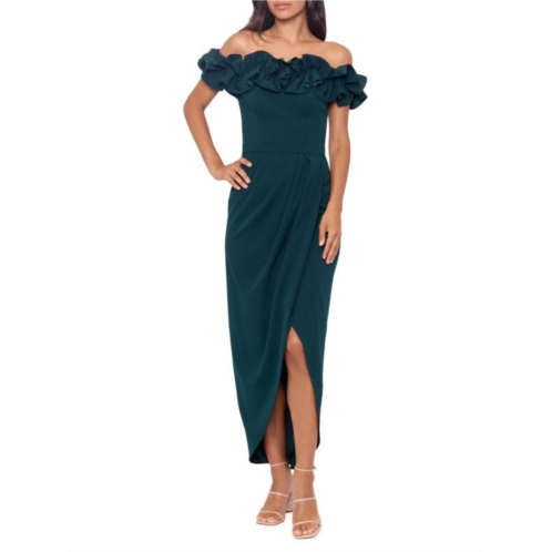 Xscape Ruffle Off Shoulder Wrap Dress