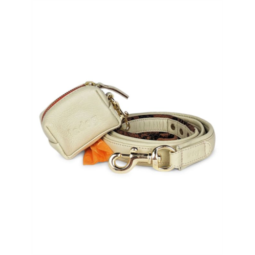 Le Dog 2-Piece Leather Leash & Poop Bag Holder Set