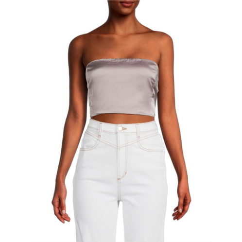 Renee C. Satin Crop Tube Top