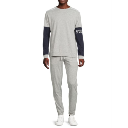 Cavalli CLASS 2-Piece Colorblock T Shirt & Pants Pajama Set