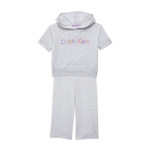 Calvin Klein Jeans Little Girls 2-Piece Heathered Hoodie & Pants Set