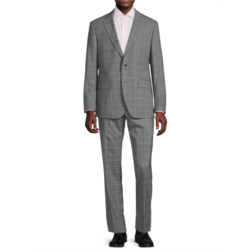 Saks Fifth Avenue Modern Fit Windowpane Wool Suit