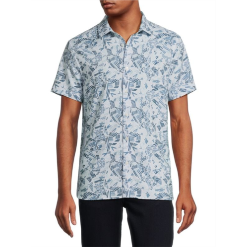 Perry Ellis Short Sleeve Abstract Button Down Shirt