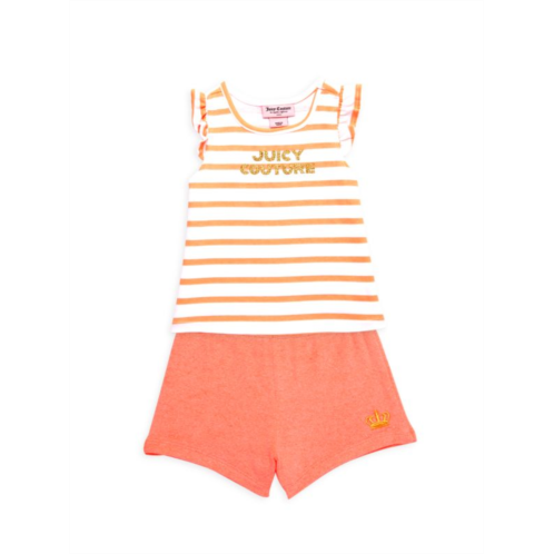 Juicy Couture Little Girls 2-Piece Striped Top & Shorts Set