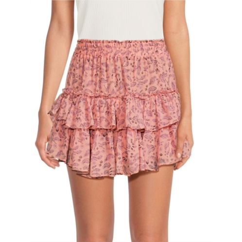 MISA Los Angeles Nahla Paisley Tiered Mini Skirt