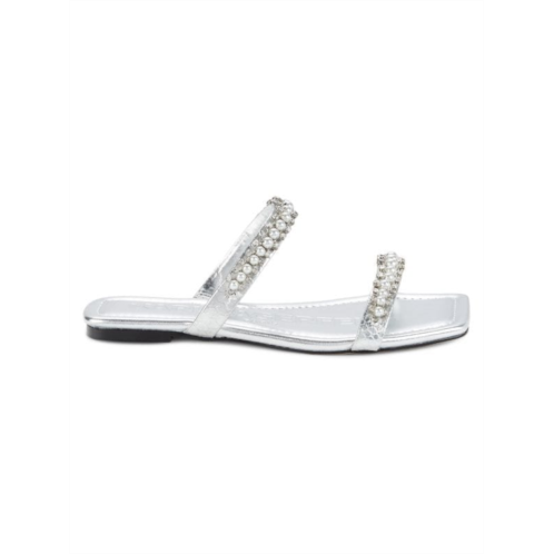 Karl Lagerfeld Paris Penna Faux Pearl Embellished Flat Sandals