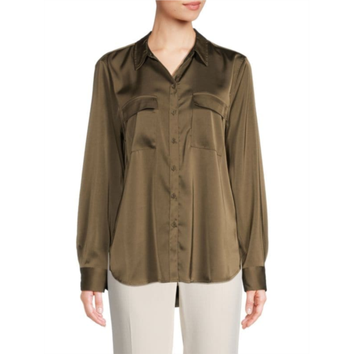 Saks Fifth Avenue Cargo Pocket Satin Shirt