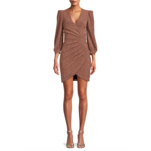 PatBO Lurex Faux Wrap Mini Dress