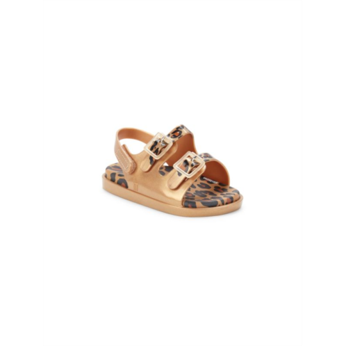 Mini Melissa Girls Wide II Leopard Print Sandals