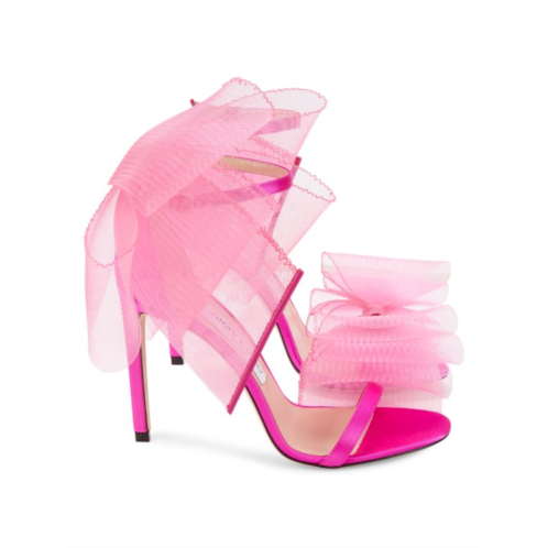 Jimmy Choo Aveline Tulle Bow Stiletto Sandals