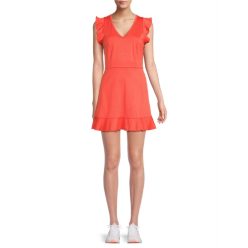 EleVen by Venus Williams Hummingbird Solid Ruffle Mini A Line Dress