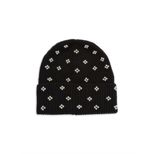 Lele Sadoughi Beaded Ribbed Beanie