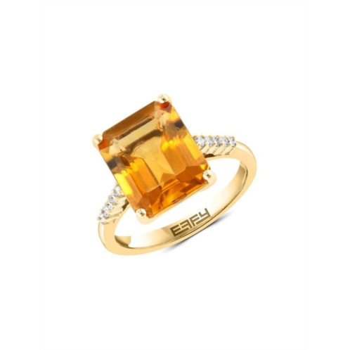 Effy ENY 14K Yellow Gold, Citrine & Diamond Ring