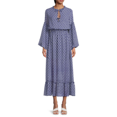 MISA Los Angeles Amata Geometric Peasant Maxi Dress