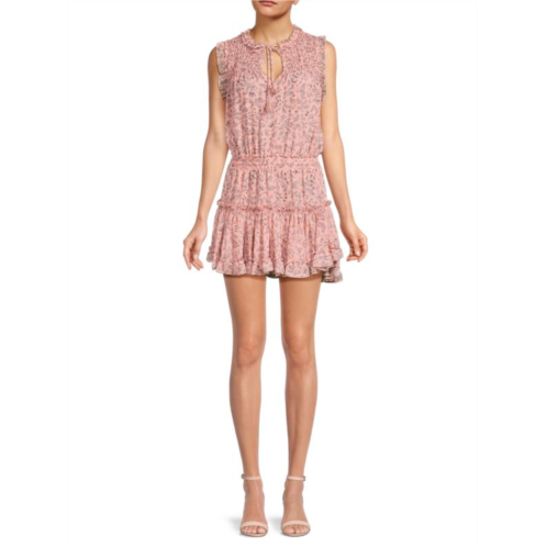 MISA Los Angeles Aila Paisley Print Blouson Mini Dress