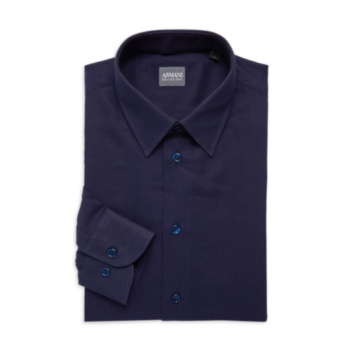 Armani Collezioni Slim Fit Checked Pattern Dress Shirt