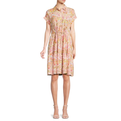 T Tahari Paisley Cinch Shirt Dress