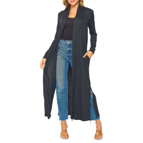 BLUEGREY Ribbed Longline Duster Cardigan