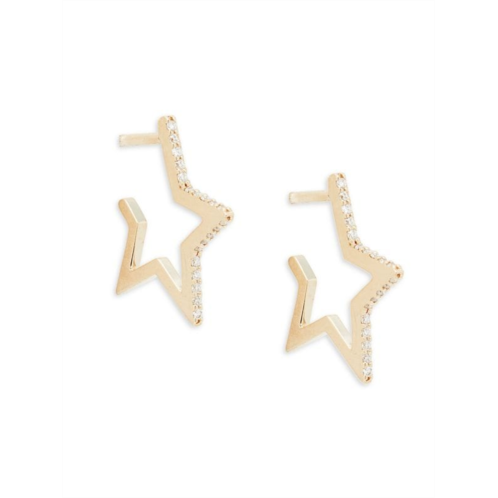 Saks Fifth Avenue 14K Yellow Gold & 0.098 TCW Diamond Star Half Hoop Earrings