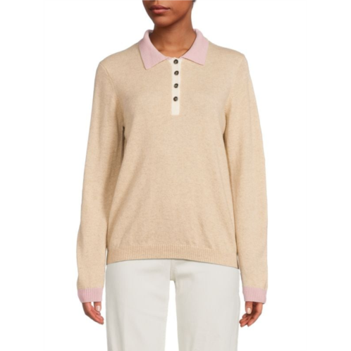 Amicale Heathered Cashmere Polo Sweater