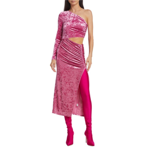 Saylor Niamh Asymmetric Stretch Velvet Dress