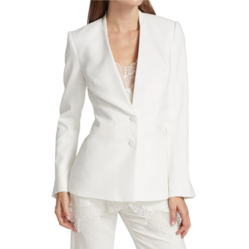 SIMKHAI Allie Crepe Lace Trim Blazer