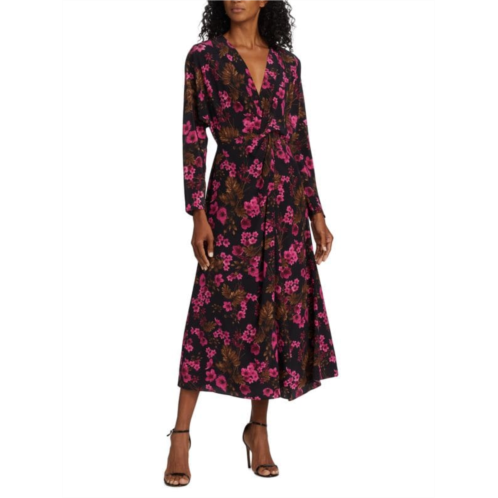 Elie Tahari Floral Azalea Print Midi Dress