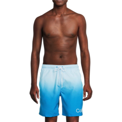 Calvin Klein Swim Logo Gradient Stripe Swim Trunks