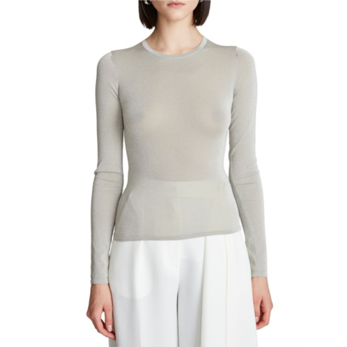 Halston Lucia Metallic Crewneck Top