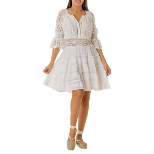 Ranee  s Lace Tiered A Line Dress