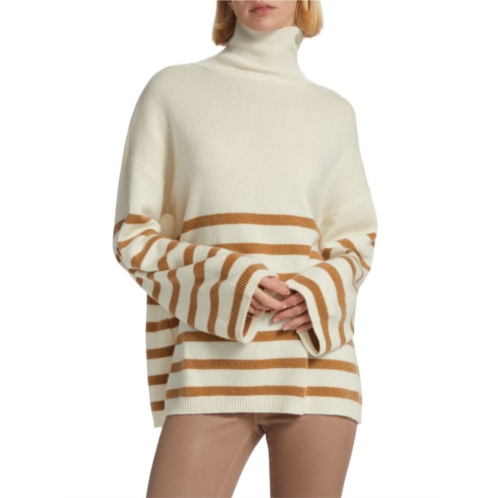 Frame Breton Cashmere Striped Turtleneck Sweater