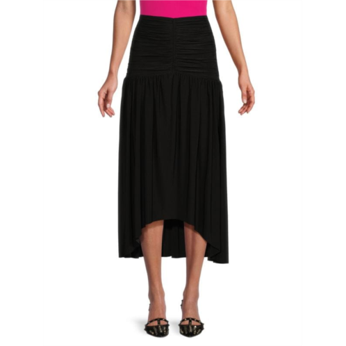 MISA Los Angeles Dalida Ruched Asymmetric Midi Skirt