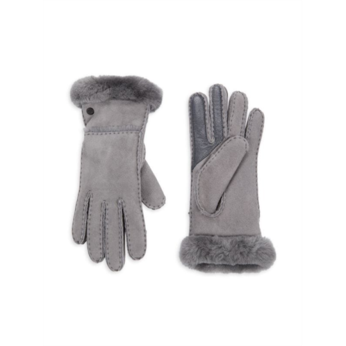 UGG Shearling Trim Leather Gloves