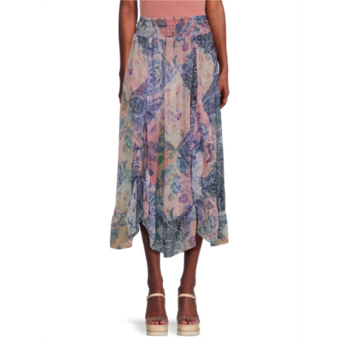 MISA Los Angeles Laleh Floral Smocked Midi Skirt