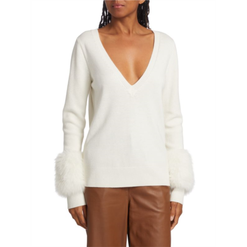 Ramy Brook Brody Faux Fur Trim Sweater