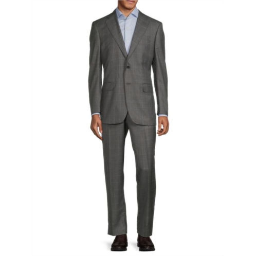 Saks Fifth Avenue Classic Fit Plaid Wool Blend Suit