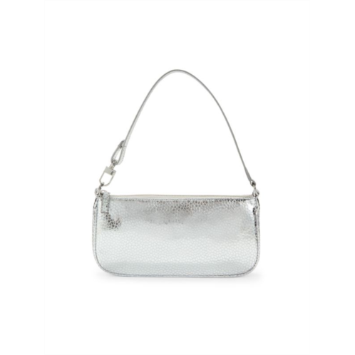 By Far Metallic Textured Leather Shoulder Bag