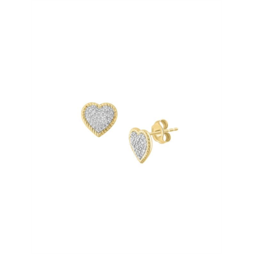 Effy ENY 14K Goldplated Sterling Silver & 0.18 TCW Diamond Heart Stud Earrings