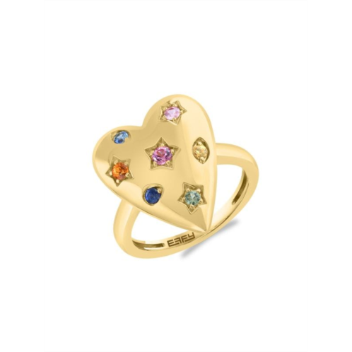 Effy 14K Yellow Gold & 0.33 TCW Mixed Sapphire Ring