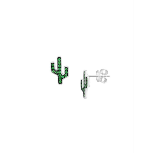 Effy ENY Sterling Silver & Tsavorite Cactus Stud Earring