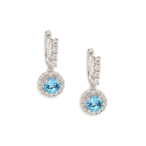 Effy ENY Sterling Silver, Diamond & Blue Topaz Drop Earrings