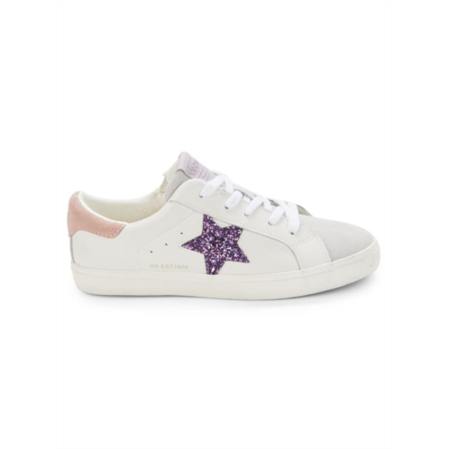 Vintage Havana Little Girls & Girls Tali Glitter Star Leather & Suede Sneakers