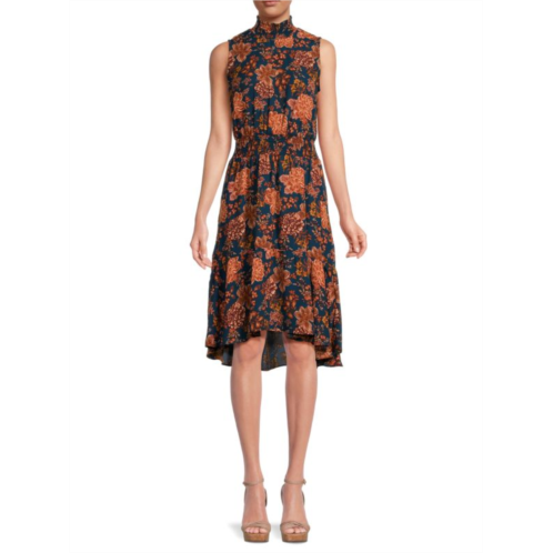 nanette nanette lepore ?Floral Smocked Fit and Flare Dress