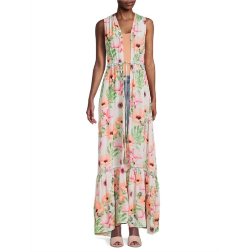 Taj by Sabrina Daniella Floral Longline Shrug